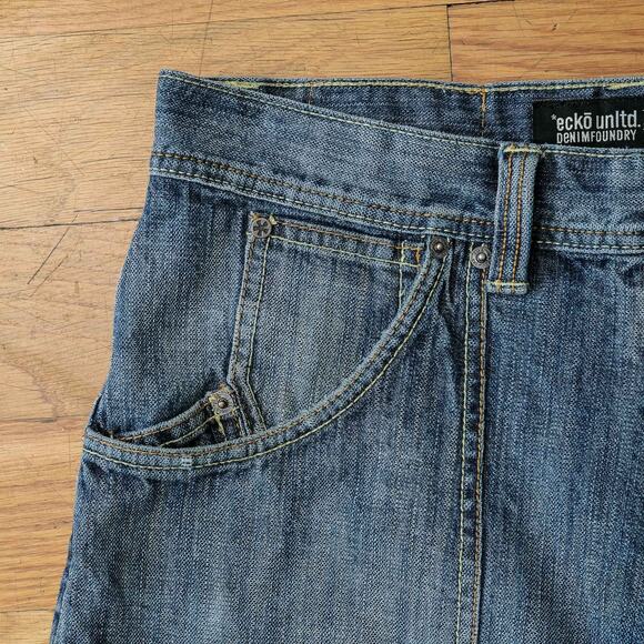 ECKO UNLTD Shorts Baggy Jean Jorts Utility Denim Hip Hop Y2K Grunge Skate‎ 34 - Picture 3 of 7